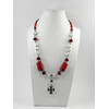 Exclusive necklace &quot;Mira&quot; Cut coral, rice, Kahalong, Carnelian round facet