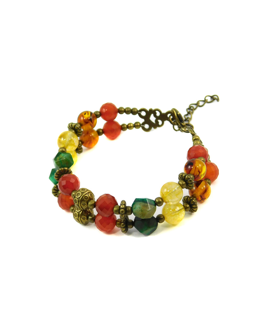 Exclusive bracelet "Hutsul motifs" Citrine, Carnelian, Amber, Tiger's eye