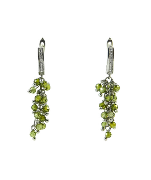 Exclusive earrings "Grape" Green faceted zircon