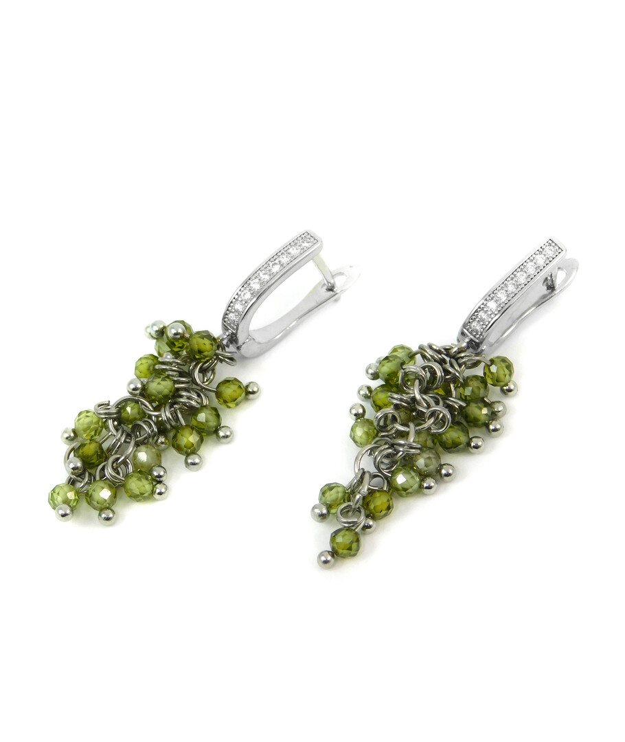 Exclusive earrings "Grape" Green faceted zircon