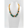 Exclusive necklace &quot;Fauna&quot; Malachite needle, Agate, Carnelian facet