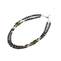 Exclusive necklace "Omana" Jasper rondel, tube, Majorca, 2 rows