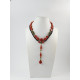 Exclusive necklace "Katrina" Sponge coral, coin, Carnelian tube, 2 rows