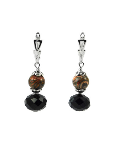 Exclusive earrings "Eternity" Jasper, Czech crystal