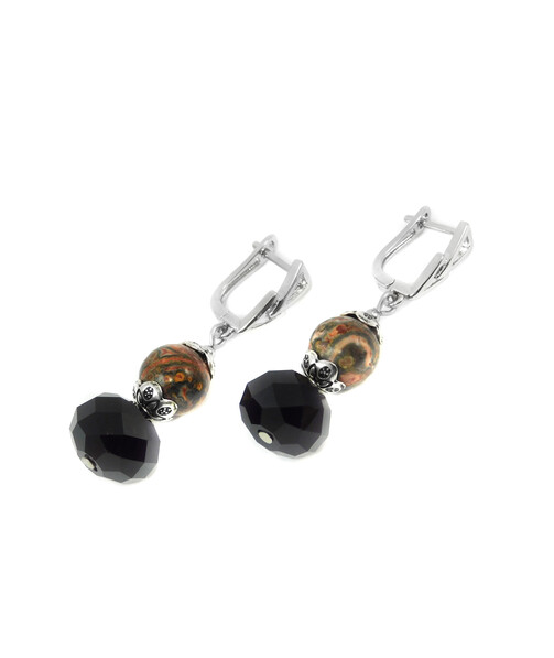 Exclusive earrings "Eternity" Jasper, Czech crystal