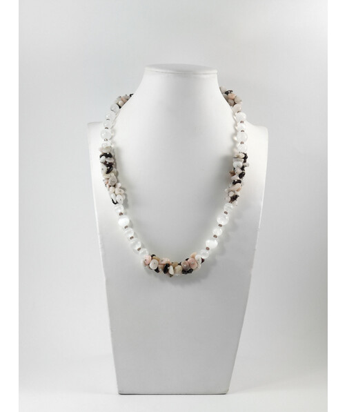 Exclusive necklace "Selenite" Selenite, Opal, Garnet crumb