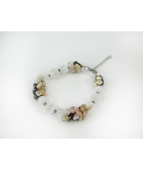 Exclusive bracelet "Selenite" Selenite, Opal, Garnet crumb