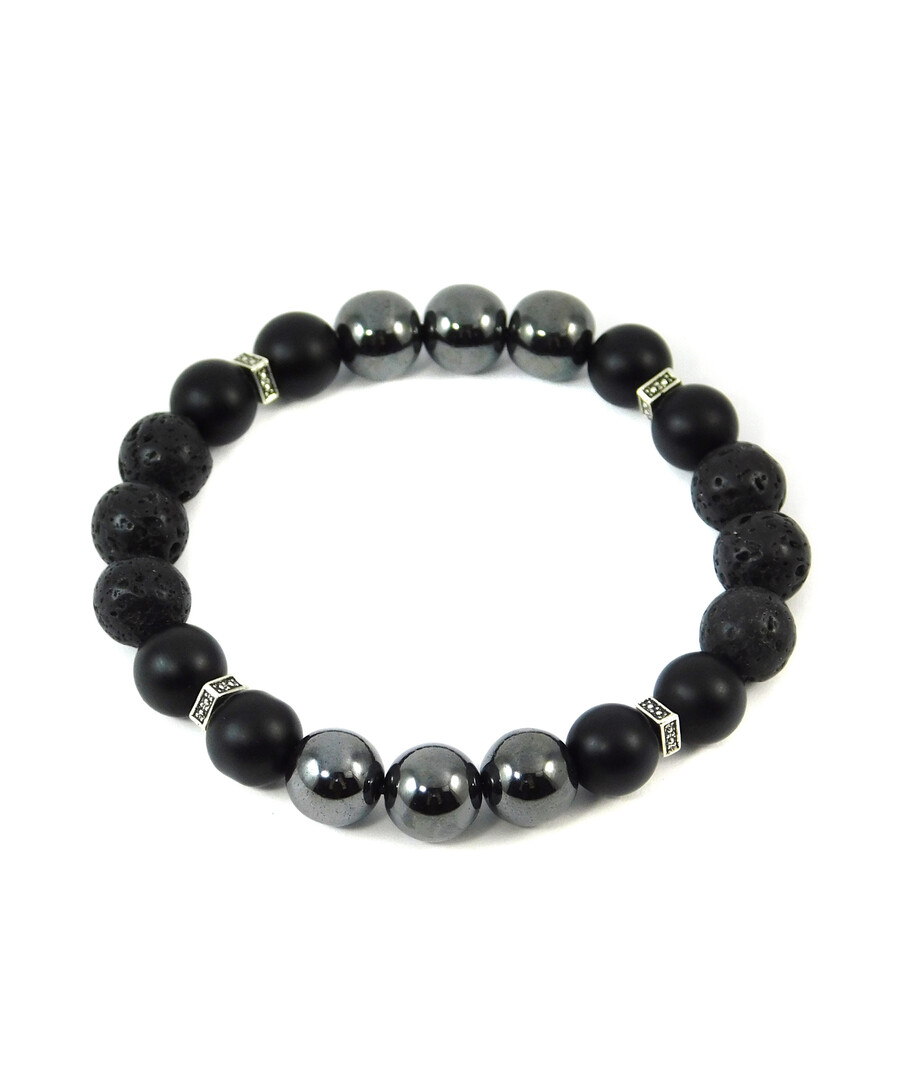 Exclusive bracelet "Armani" Lava, Hematite, Shungite press