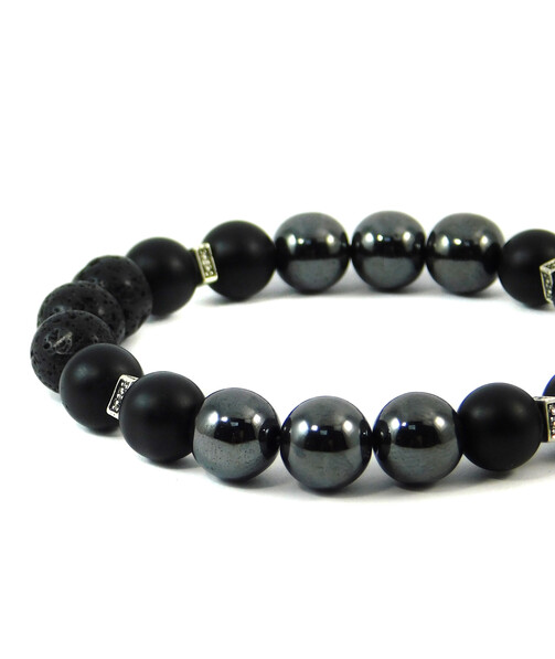 Exclusive bracelet "Armani" Lava, Hematite, Shungite press