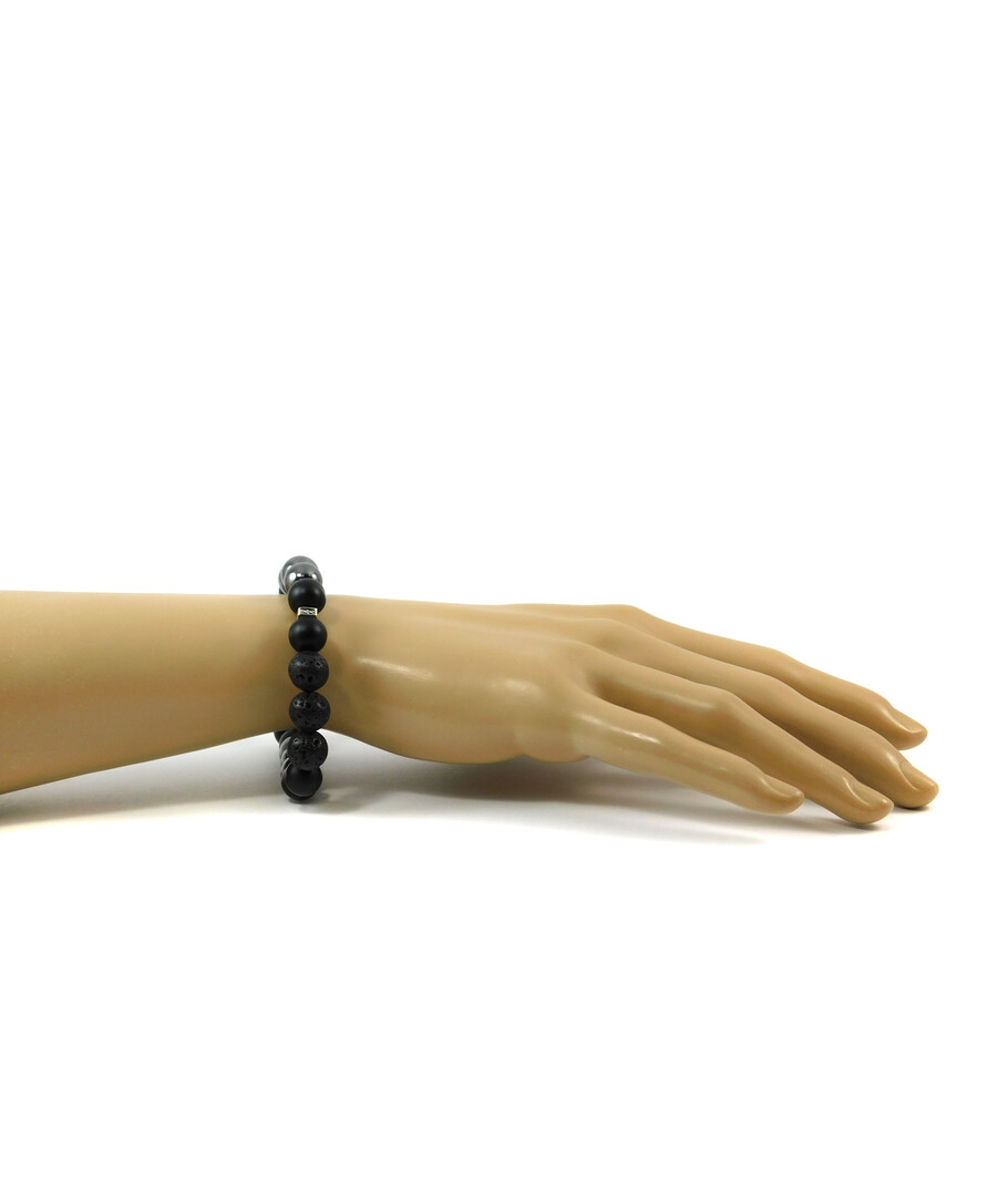 Exclusive bracelet "Armani" Lava, Hematite, Shungite press