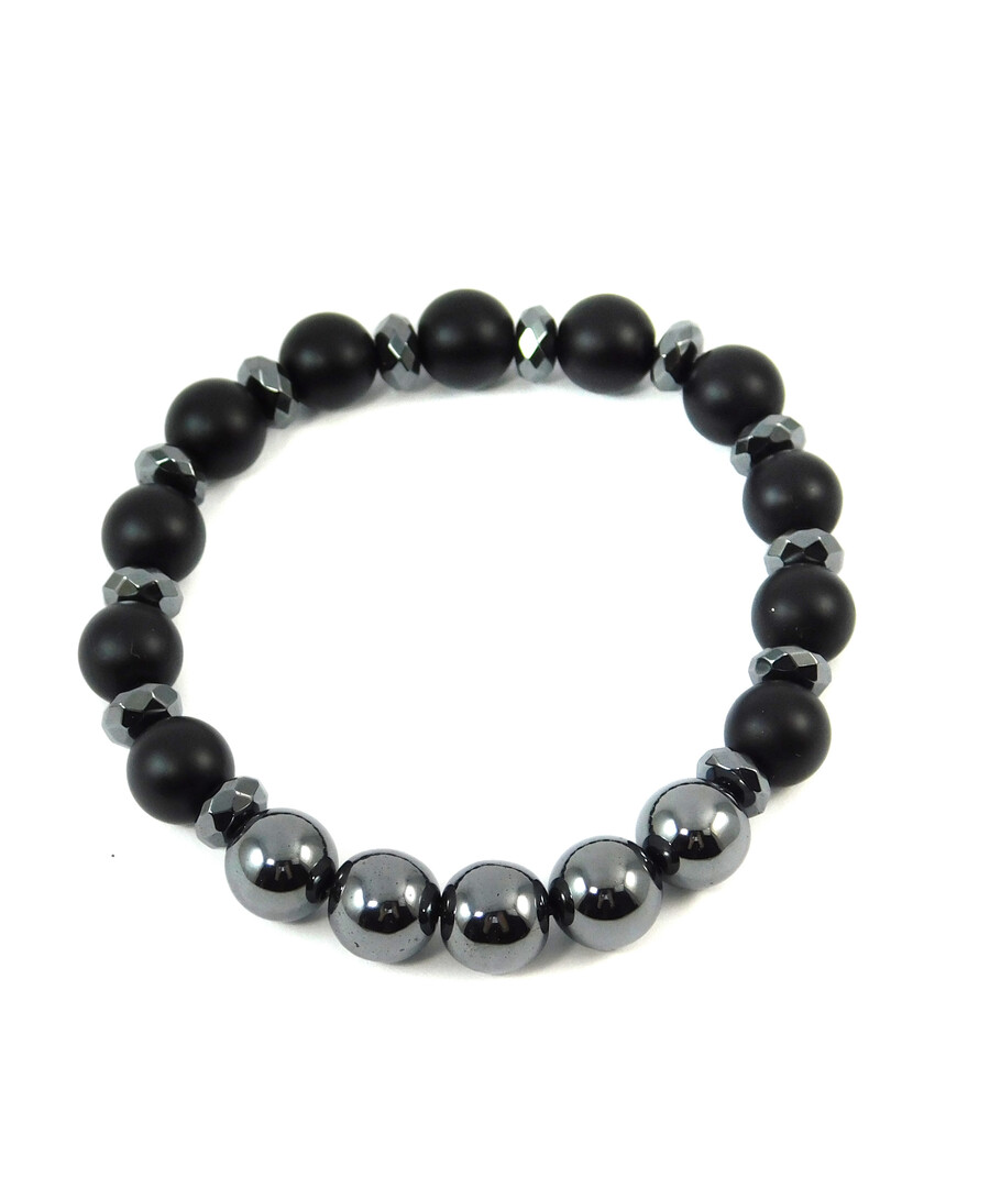 Exclusive bracelet "Armani" Hematite, rondel, Shungite press