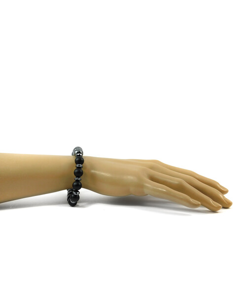 Exclusive bracelet "Armani" Hematite, rondel, Shungite press