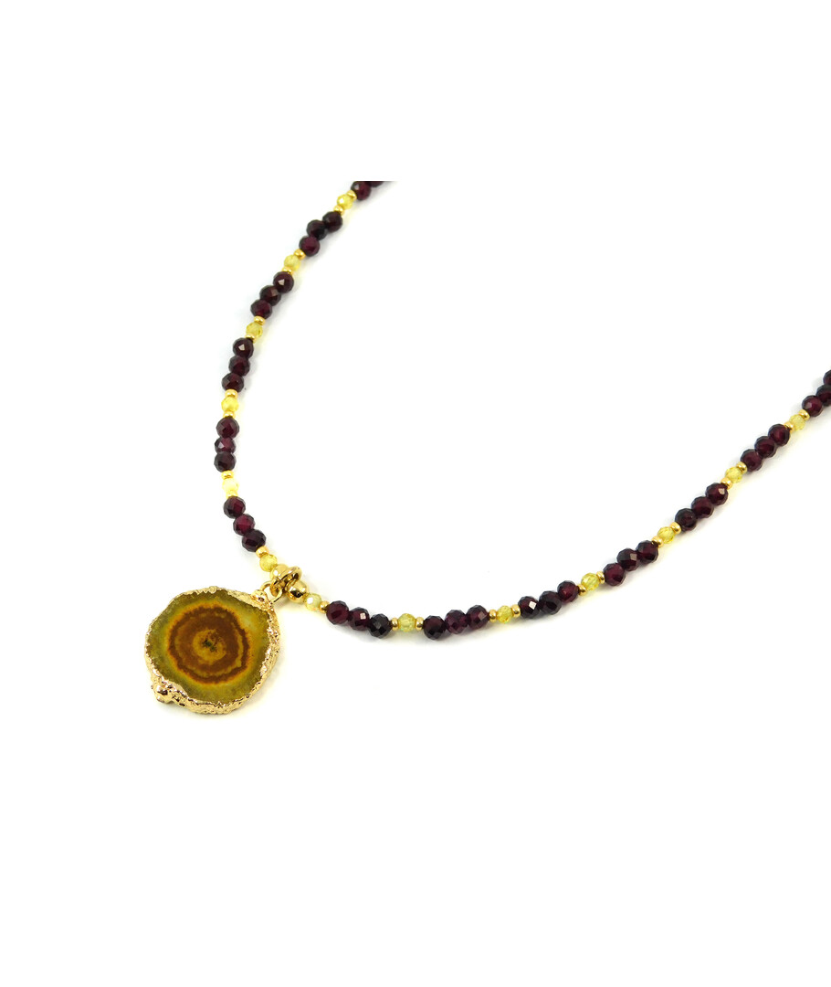 Exclusive necklace "Silk" Garnet facet, Zircon facet