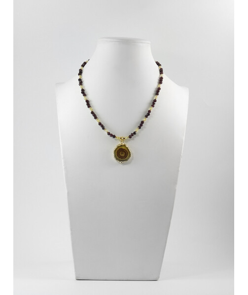 Exclusive necklace "Silk" Garnet facet, Zircon facet