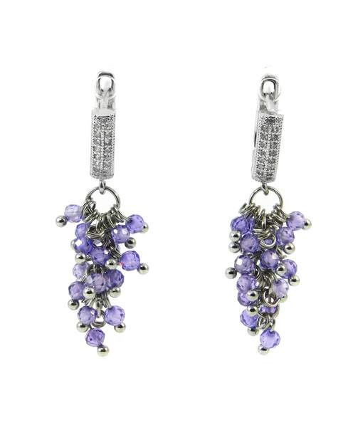 Exclusive earrings "Grape" Purple facet zircon