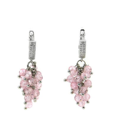 Exclusive earrings "Grape" Pink faceted zircon