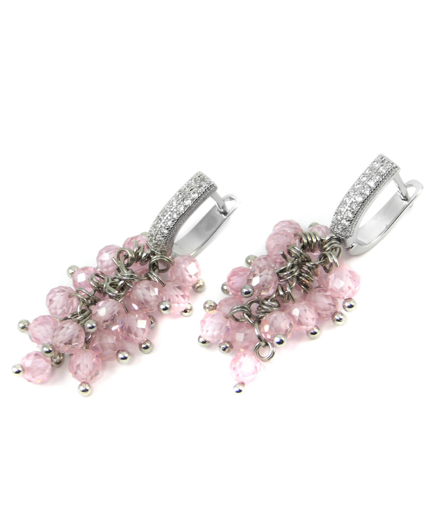 Exclusive earrings "Grape" Pink faceted zircon