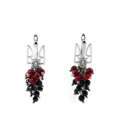 Exclusive earrings "Grape" Coral facet, Tourmaline facet