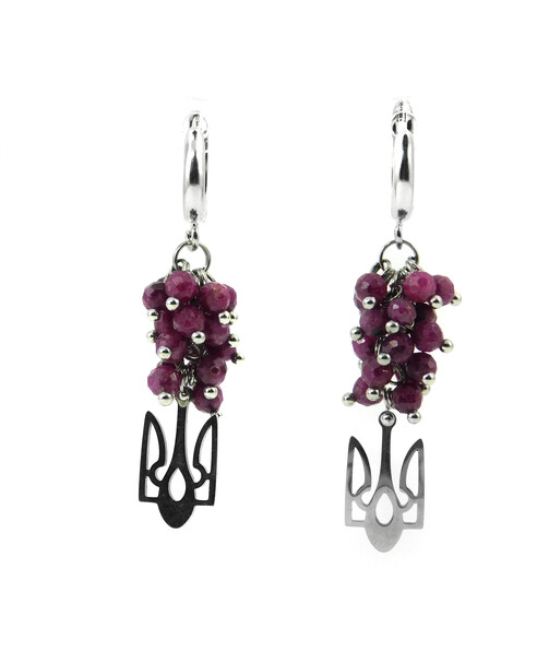 Exclusive earrings "Grape" Ruby facet