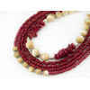 Exclusive necklace &quot;Irma&quot; Mother of pearl, coral crumb, 5 rows