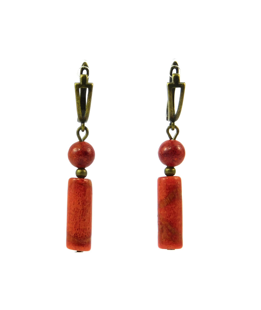 Exclusive earrings "Hutsulska Molodytsia" Koral gub., trub