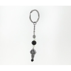 Exclusive keychain "Mikhail" Lava, Agate black, white edge
