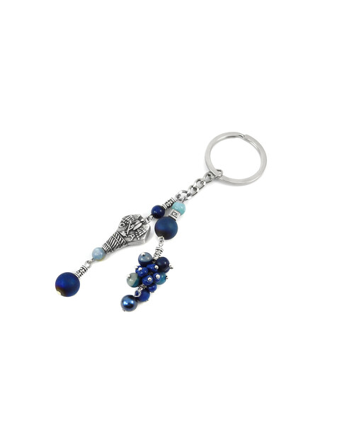 Exclusive keychain "Mikhail" Agate druse, Agate, Majorca, Aquamarine