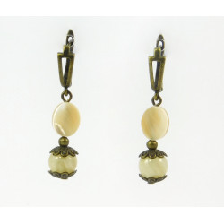 Exclusive earrings "Caramel melody" Mother of pearl, oval