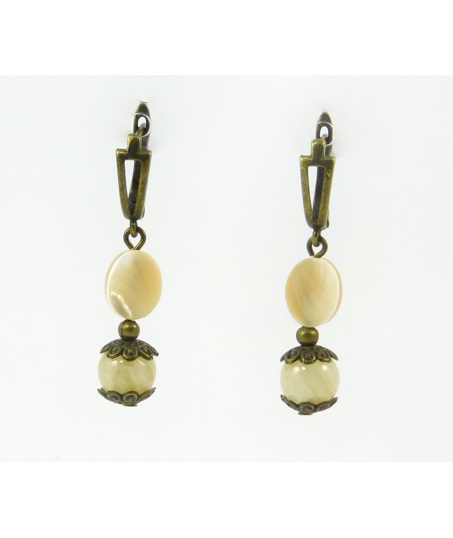 Exclusive earrings "Caramel melody" Mother of pearl, oval