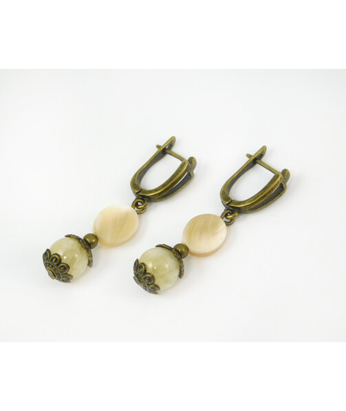 Exclusive earrings "Caramel melody" Mother of pearl, oval