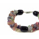 Exclusive bracelet "Spring mallows" Agate bar, Amethyst crumb, Chalcedony, Fluorite