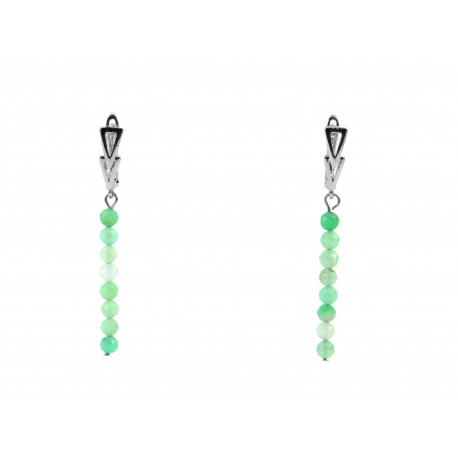 Exclusive chrysoprase earrings in the facet breed