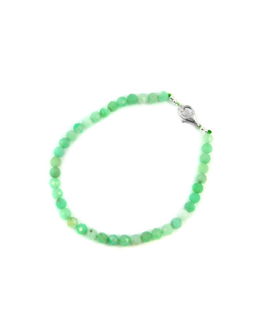 Exclusive Chrysoprase bracelet in facet, silver