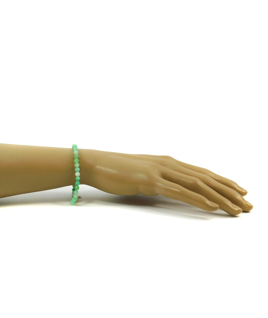 Exclusive Chrysoprase bracelet in facet, silver