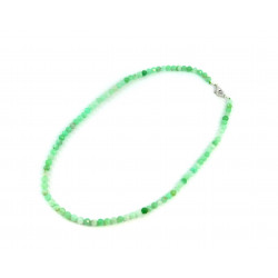 Exclusive necklace Chrysoprase in facet, silver