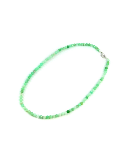 Exclusive necklace Chrysoprase in facet, silver