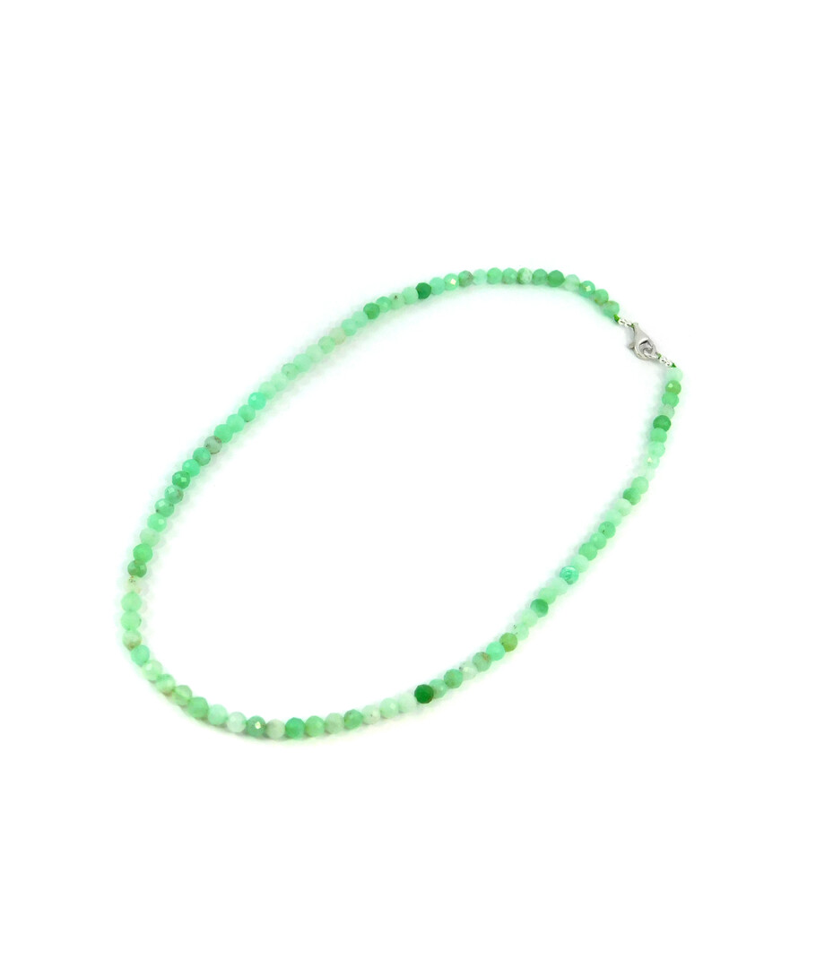 Exclusive necklace Chrysoprase in facet, silver