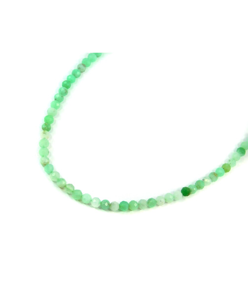 Exclusive necklace Chrysoprase in facet, silver