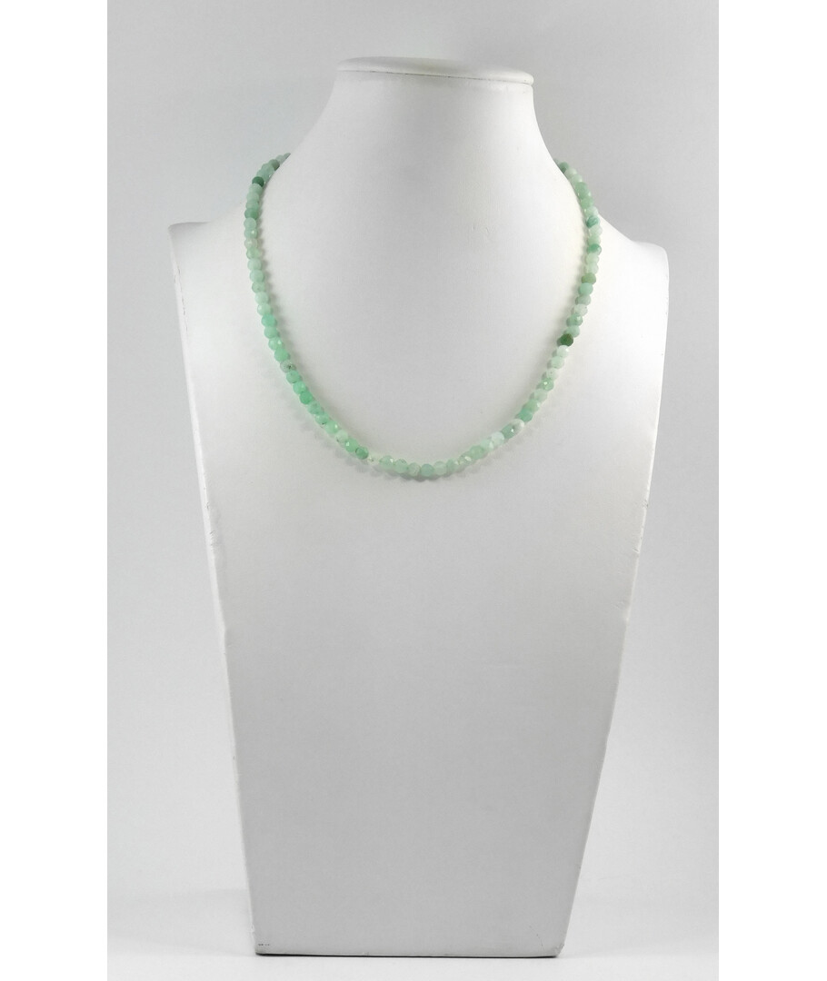 Exclusive necklace Chrysoprase in facet, silver