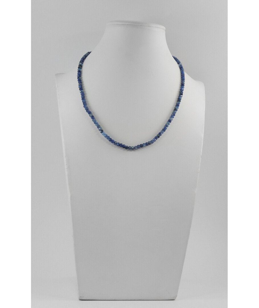 Exclusive necklace Kyanite rondel, silver