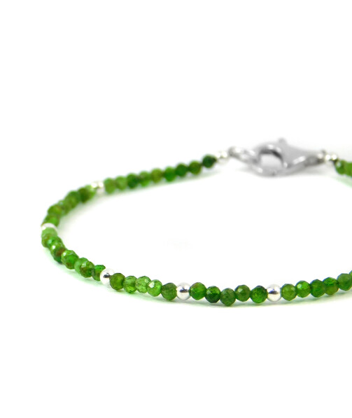 Exclusive bracelet Chrome diopside facet, silver