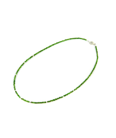 Exclusive necklace Chrome diopside facet, silver