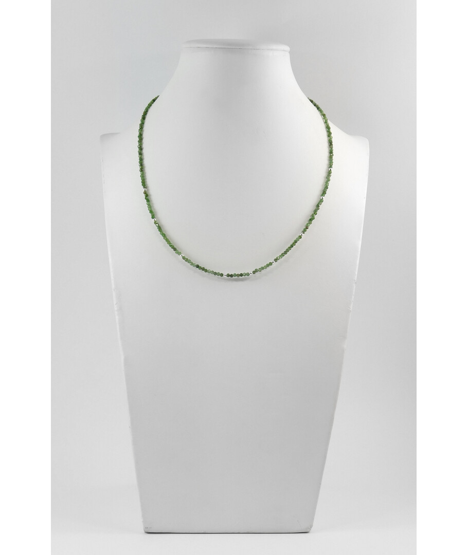 Exclusive necklace Chrome diopside facet, silver