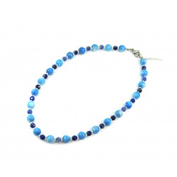 Exclusive necklace "On the Deep" Mother-of-pearl, Sodalite facet