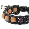 Exclusive leather bracelet &quot;Arrest&quot; Garnet, Sunstone