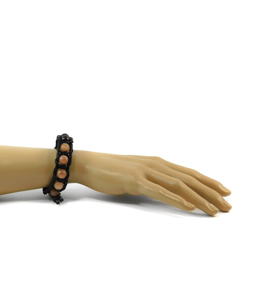 Exclusive leather bracelet "Arrest" Garnet, Sunstone