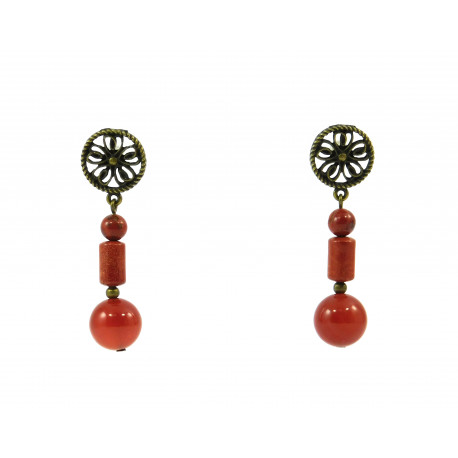 Exclusive earrings "Autumn miracle" carnelian, jasper, cylinder
