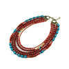 Exclusive necklace &quot;Vicontessa&quot; Coral drop, tube, rondel, Turquoise, Mother of pearl, 5th