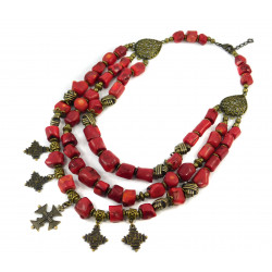 Exclusive necklace "Allepo" coral, 3-row
