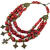 Exclusive necklace &quot;Allepo&quot; coral, 3-row